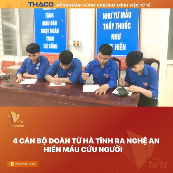 4 CÁN BỘ ĐOÀN TỪ HÀ TĨNH RA NGHỆ AN HIẾN MÁU CỨU NGƯỜI